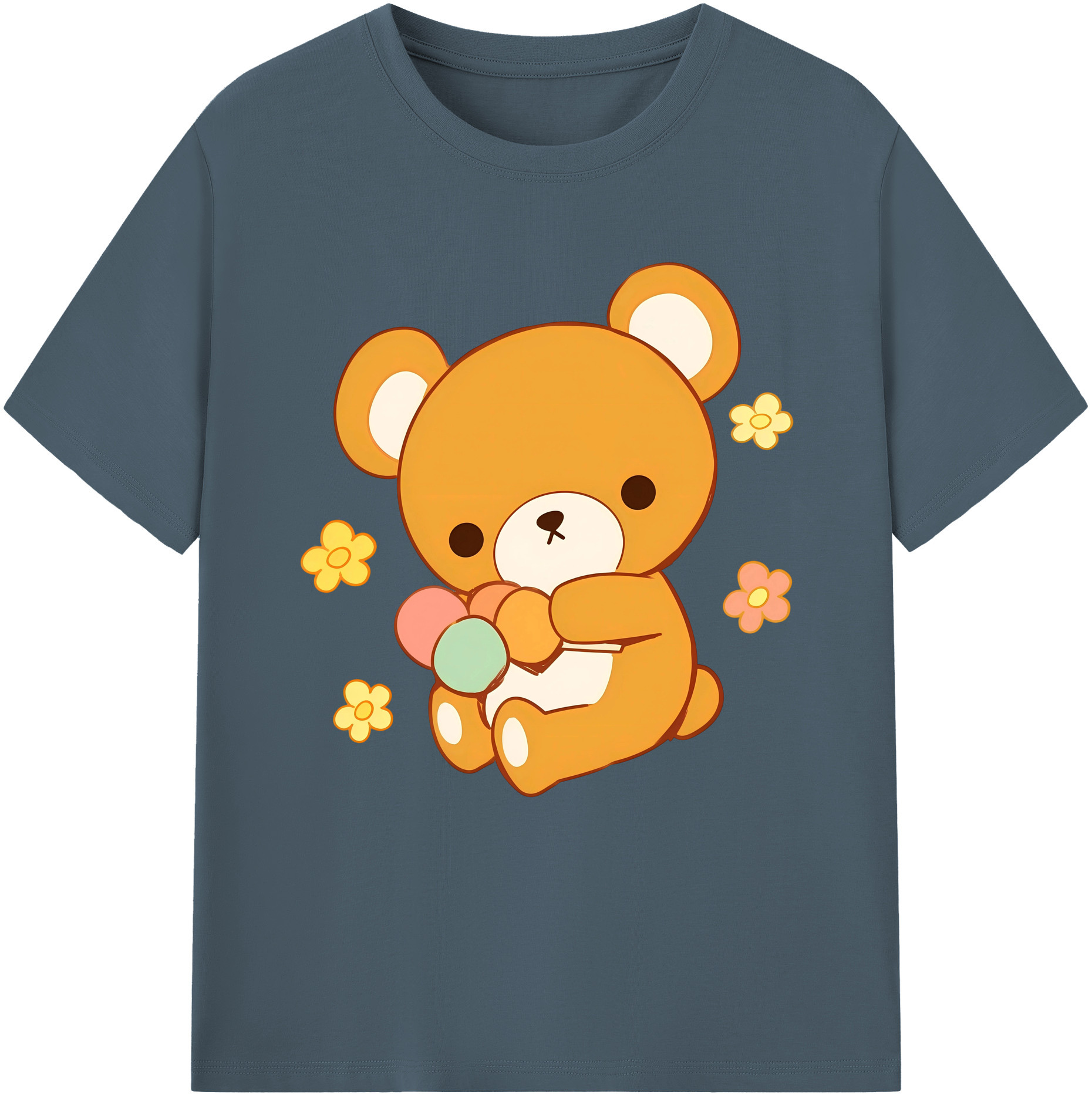 （画像用） リラックマ リラックマ キイロイトリ Rilakkuma Korilakkuma Kiiroitori 綿100％半袖Tシャツ（フロントプリント）